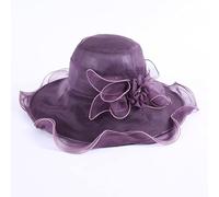YXWYXWA Women Mesh Church Hat with Floral Summer Wide Brim Cap Wedding Party Hats Beach Sun Protection Caps