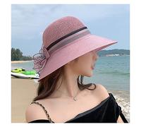 YXWYXWA Women Mesh Church Hat with Floral Summer Wide Brim Cap Wedding Party Hats Beach Sun Protection Caps