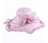 YXWYXWA Women Mesh Church Hat with Floral Summer Wide Brim Cap Wedding Party Hats Beach Sun Protection Caps