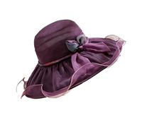 YXWYXWA Women Mesh Church Hat with Floral Summer Wide Brim Cap Wedding Party Hats Beach Sun Protection Caps