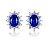 YXWYXWA Women Stud Earrings with Royal Blue Green Light Blue Spinel Oval Snowflake Earring