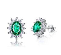 YXWYXWA Women Stud Earrings with Royal Blue Green Light Blue Spinel Oval Snowflake Earring