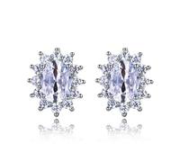 YXWYXWA Women Stud Earrings with Royal Blue Green Light Blue Spinel Oval Snowflake Earring