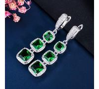 YXWYXWA Women's Changpo pear Earring, with Red Cubic Zircon on Three Sides.