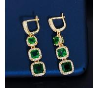 YXWYXWA Women's Changpo pear Earring, with Red Cubic Zircon on Three Sides.
