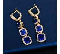 YXWYXWA Women's Changpo pear Earring, with Red Cubic Zircon on Three Sides.