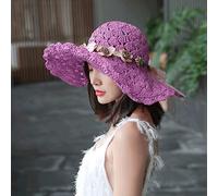 YXWYXWA Women's Hat Female Summer Korean Version of The Wild Sunshade Hats Folding Fashion Flowers Straw Hat Beach Cap