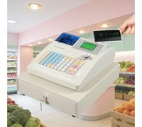 YXYLJOZ Caisse enregistreuse électronique, système de Gestion de trésorerie, Caisse enregistreuse pour Petites Entreprises avec tiroir et imprimante de reçus pour la Restauration (White)