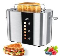 YXYLJOZ Four Grille-Pain 800 W en Acier Inoxydable avec Affichage numérique, Commandes tactiles, Deux Fentes, Grille de séchage intégrée pour viennoiseries et Pains, Appareil de Cuisson (Short Slot)