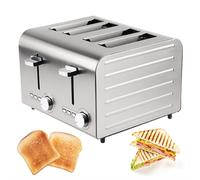 YXYLJOZ Grille-Pain entièrement Automatique en Acier Inoxydable, Fentes Extra Larges, Fonctions indépendantes, 7 Niveaux de brunissement réglables pour Usage Domestique et Commercial (4 PCS)