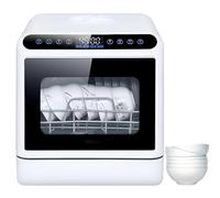YXYLJOZ Lave-Vaisselle de Table, Lave-Vaisselle Portable de comptoir, 4 Modes de Lavage, Double Bras d;Aspersion supérieur et inférieur, Remplissage Manuel d;Eau 5 L, séchage à air Chaud