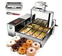 YXYLJOZ Machine à Beignets Professionnelle, 4/6 rangées, entièrement Automatique, avec Panneau de Commande Intelligent, friteuse électrique de Production de 1800 Beignets/Heure (4 Rows)