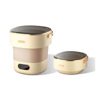 YXYLJOZ Machine à Laver Pliable, Mini laveuse-sécheuse Portable, minuterie à 3 Vitesses adaptée pour Laver des sous-vêtements, des Chaussettes et de Petits vêtements. (Offwhite)