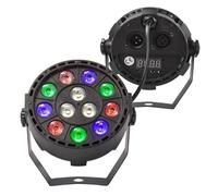 YXZKJZJ Projecteur LED 7x18W 7x12W 54x3W 12x3W RGBWA+UV Par avec 512 6 en 1 effet de lavage de lumière de scène DJ Disco Mini projecteur LED 10W Éclairages pour événements(12x3W Flat Par)