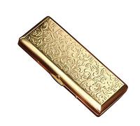 YXZN Étui à Cigarettes en métal pour Hommes et Femmes allongent Le Porte-Cigarettes Portable ultrafin Boîte à Cigarettes en Acier Inoxydable,Gold,108X46X20MM