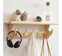 YXZN Porte Manteaux Mural étagères de Rangement en Bois patères Crochets Tringle Style Industriel Crochet pour Manteau avec Étagère Porte-Manteau Mural