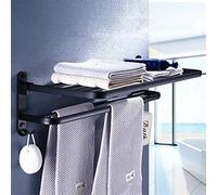 YXZQ Espace en Aluminium Noir Porte-Serviettes Porte-Serviettes Mural Pliable Barres Porte-Serviettes Anti-Rouille sans poinçon pour Cuisine Salle de Bain Cadre de Rangement d'hôtel