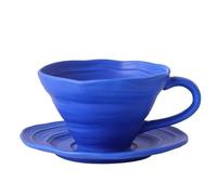 YY Klein Tasses à café bleu - Tasses en céramique de 385 ml avec poignée ergonomique - Tasses à cappuccino expresso modernes pour la maison, le bureau, les amateurs d'art (bleu)