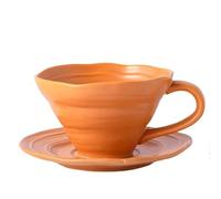YY Klein Tasses à café bleu - Tasses en céramique de 385 ml avec poignée ergonomique - Tasses à cappuccino expresso modernes pour la maison, le bureau, cadeau pour les amateurs d'art (marron)