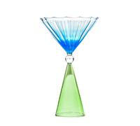 YY Verres à margarita - Trio avec motifs classiques, évasés et à facettes en diamant - Verres à cocktail haut de gamme pour bord sel, boissons glacées et tequila - Shatter (dégradé triangulaire bleu)