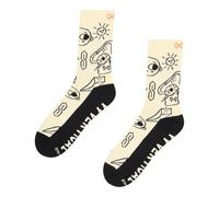 Y&Y Vertical Chaussettes Rock Socks FR/ES Motif lettres Taille S Taille normale Doodle noir et blanc