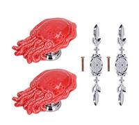 YYALYYON 2 ensembles de boutons de traction de tiroir en alliage de Zinc, bouton de placard de garde-robe pour la décoration de meubles de cuisine (1077D pieuvre rouge)