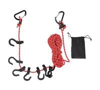 YYALYYON Corde à Linge Coupe-Vent pour l'extérieur, Corde réglable de 5 m avec 7 Crochets, pour Le Camping, équipement de Tente Suspendu, Ligne de Voyage légère et Portable pour (Rouge réfléchissant)