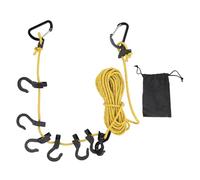 YYALYYON Corde à Linge Coupe-Vent pour l'extérieur, Corde réglable de 5 m avec 7 Crochets, pour Le Camping, équipement de Tente Suspendu, Ligne de Voyage légère et Portable pour (Jaune réfléchissant)
