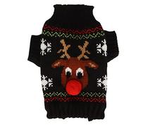 YYALYYON Pull de Noël pour chien - Modèle de tricot acrylique de qualité supérieure - Motif élan - Pour chiens de petite et moyenne taille - Vêtement festif pour animaux de compagnie - Tenue de Noël