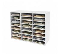 YyanLAK Étagère à documents avec 24/36 compartiments pour travaux scolaires, livres, magazines, dossiers, brochures et formulaires (24 compartiments, blanc)