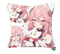 YYATT Figurine Anime Jouet pour Genshin Impact Yae Miko, Pendentif Sac à Dos de Dessin Animé, Anime Plüsch Kissen pour Décorer chez Les Fans Joueurs,A 35cm