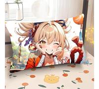 YYATT Game Coussin Rembourré pour Yoimiya 50 * 70cm, Housse de Coussin Double Face Décoration D'intérieur pour Les Fans Joueurs Cadeaux,3