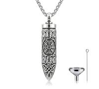 YYB Collier urne pour cendres pour homme - Bijou de crémation en forme de | Collier souvenir pour cendres de Noël, anniversaire, cadeau pour mari, papa, frère, fils