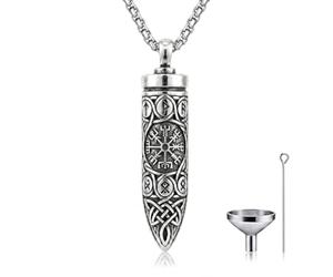 YYB Collier urne pour cendres pour homme - Bijou de crémation en forme de | Collier souvenir pour cendres de Noël, anniversaire, cadeau pour mari, papa, frère, fils