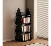 YYBHKHBY Bibliotheque Rotative Enfant,Bibliothèques En Forme De Pin,Etagère De Rangement Ouverte À 4 Cubes,Bibliothèque Rotative Avec Déflecteurs Pour Les Livres Et La Décoration,Noir,45x46.4x120cm