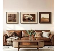 YYBHKHBY Grande Décoration Murale Encadrée avec Texture 3D pour Chambre Coucher,Tableau De Fleurs Sauvages Vintage,Ensemble De 3 Panneaux Décoratifs Modernes en Grès Abstrait,B,50x70cm