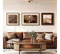 YYBHKHBY Grande Décoration Murale Encadrée avec Texture 3D pour Chambre Coucher,Tableau De Fleurs Sauvages Vintage,Ensemble De 3 Panneaux Décoratifs Modernes en Grès Abstrait,C,40x60cm