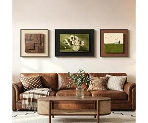 YYBHKHBY Grande Décoration Murale Encadrée avec Texture 3D pour Chambre Coucher,Tableau De Fleurs Sauvages Vintage,Ensemble De 3 Panneaux Décoratifs Modernes en Grès Abstrait,A,40x60cm