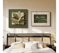 YYBHKHBY Tableau Décoratif 3D Fresque Murale Suspendue Avec Cadre Motifs Floraux,Peinture Décorative En Relief,2 Pièces Sculptures Murales Pour Salon Couloir Bureau Chambre,B gold,80x60cm
