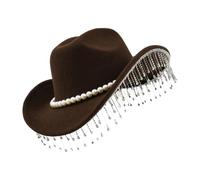 yybng Chapeau De Cowboy À Paillettes Scintillantes | Couvre-Chef Élégant À Large Bord,Chapeau Western Pour Tenue De Cowboy Féminine - Pour Fête Célébration Cosplay Séance De Photographie Soirée