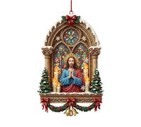 yybng Décorations de Noël Jésus | Ornements de Scène de Prière Jésus de Noël | Décorations Festives Saisonnières en Acrylic 2D pour Toute la Famille
