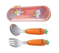 yybng Ensemble Fourchette et Cuillère pour Tout-Petits, Kit d'Ustensiles en Métal pour Bébé avec Boîte de Rangement pour Manger, Ustensiles D Alimentation Portable Pour Réunions Familiales Fêtes Et