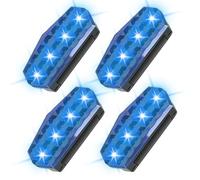 yybng Feu Stroboscopique Solaire d'Avertissement - Feux D'Avertissement Sans Fil Pour Voiture | 4 Pièces Accessoire d'Alarme Automobile Haute Luminosité pour Véhicules, Motos, Glissières et Panneaux