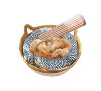 yybng Nid de Panier de lit pour Chat, Panier de lit tissé pour Chat,Maison pour Animaux de Compagnie tissée à la Main avec Balle de Corde à Jouer | Tampon à gratter en Forme de Chaton en Lin de Coton