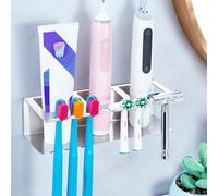 YYBO Porte Brosse à Dents Mural, Support Brosse a Dent Electrique, Porte Brosse à Dents Electrique pour Salle de Bain, Multi-Fonctions Rangement pour Dentifrice, Rasoir