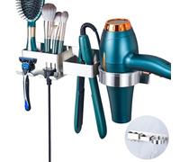 YYBO Support Seche Cheveux et Lisseur, Porte Seche Cheveux Mural, Support Sèche Cheveux sans percage, Porte Seche Cheveux et Lisseur avec Rangement et Range-Câbles pour Salle de Bains