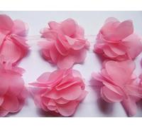 YYCRAFT Garnitures en dentelle 3D en mousseline de soie pour bouquets de mariée - 4,3 m x 6,3 cm - Rose bulle