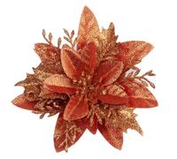 YYCRAFT Lot de 12 poinsettia à paillettes de 15,2 cm pour décorations de sapin de Noël, orange