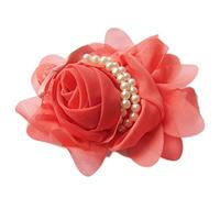 Yycraft Lot de 5 pcs en mousseline de soie Rose Fleur Perles Nœud Bandeau corail