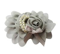 Yycraft Lot de 5 pcs en mousseline de soie Rose Fleur Perles Nœud Bandeau gris